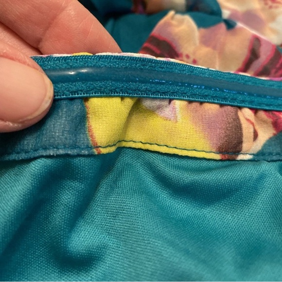 Express Strapless Floral Midi Dress - Teal and Lavender - Picture 11 of 15